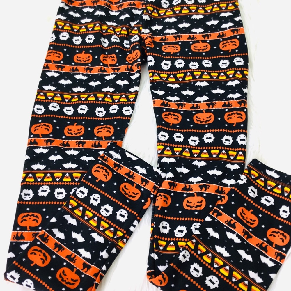 Halloween Ghost Pumkin Candy Corn Women's Leggings Size M/L NEW POOF